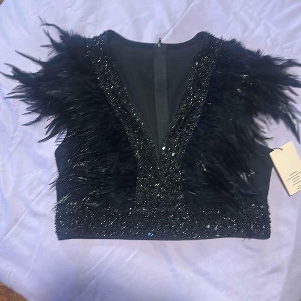 Sequin and feather crop top